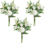 rose bouquet artificial fake flowers eucalyptus plants silk, main product view