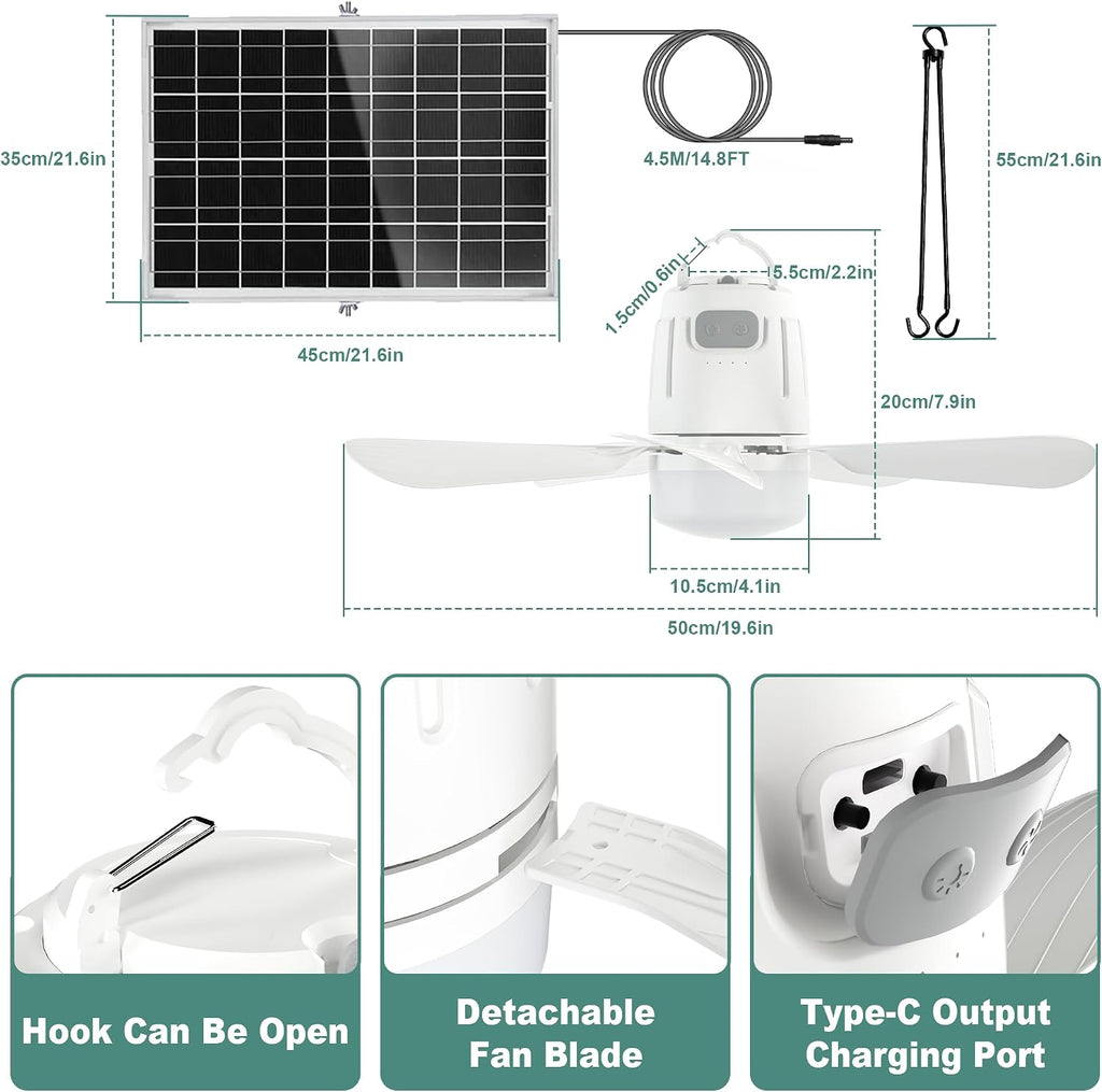 gliztech solar ceiling fan light,portable gazebo fan with on a desk or shelf