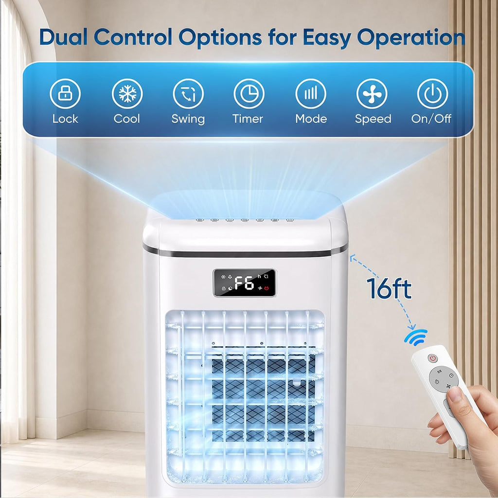 swamp cooler, 3-in-1 portable air conditioners，evaporative air cooler on a desk or shelf