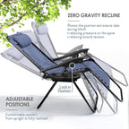 Nestl Zero Gravity Chairs Set of 4, Patio Lounge Chair Outdoor with Pillows & Cup Holder Trays, Adjustable Steel Mesh Reclining Camping Chair, Folding Patio Lawn Chair for Deck, Beach, Yard - Blue