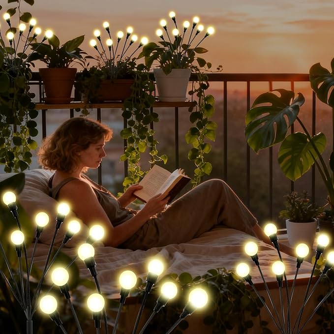 ALSO GO Solar Lights Outdoor, 6 Pack 48 LEDs Firefly Lights, Waterproof Solar Garden Light for Yard Patio Pathway Outdoor Decoration, Gardening Gifts for Women Christmas Decor