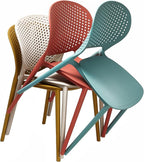 2xhome Set of 4 Patio Dining Chairs | Modern Stackable Outdoor Pool Side Chair | Weather Resistant Plastic for Yard, Porch, Balcony, Kitchen, Yellow