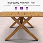 PURPLE LEAF 9 Pieces Patio Dining Set with Outdoor Aluminium Square Dining Table and Woven Chairs Modern Metal Furniture Cushions Sets for Garden Yard Indoor Decor Kitchen Teak