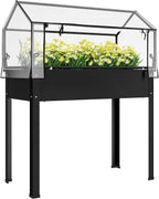 outsunny raised garden bed with flip-up cover, 39.4"x18.9"x48.8", main product view