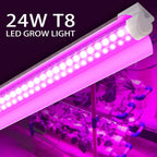 Grow Light for Plants, T8, 2FT, 24W, Full Spectrum, 8 Pack, Linkable | Indoor Grow Light with Reflector, 8x24W High PPFD, Full Spectrum Pink Light , Linkable, Aluminum for Seedlings & Succulents