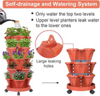 GameXcel Vertical Planter - 5 Tier Stackable Planter-Red 2 Pack