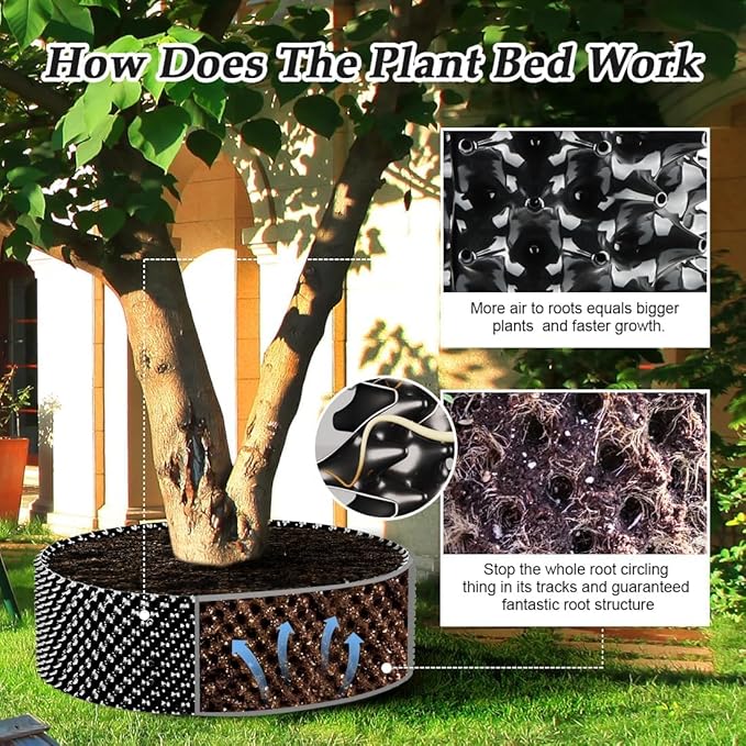 Air Pruning Containers, 25 Gallon Air Pruning Planters, 100 Liter 20" X 20" D/H Special Packing Interlocked Large Air Root Pruning Planters for Big Tree Grow Outdoor, Black, 5 Packs