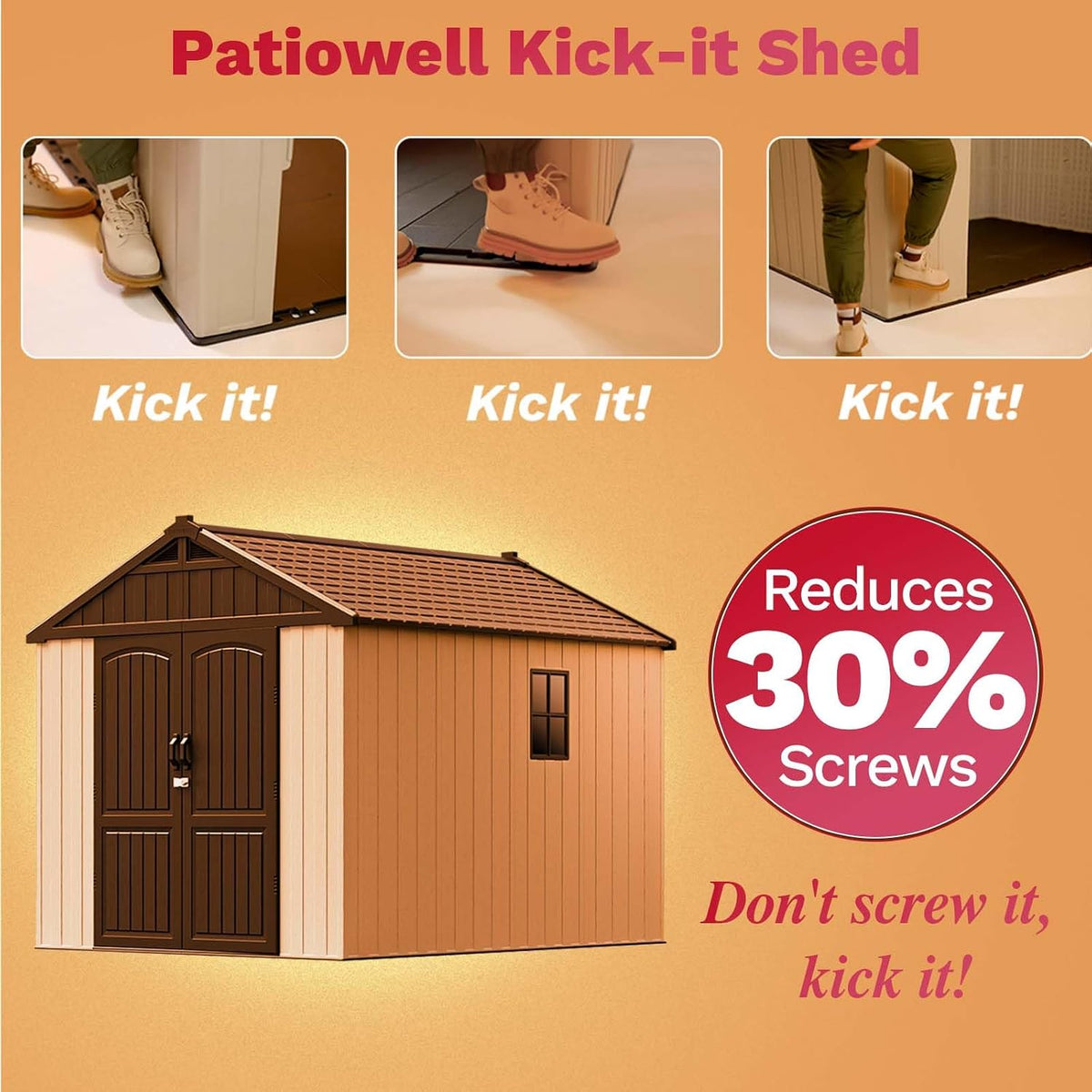 patiowell 8x10 ft resin outdoor storage shed with, side view