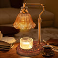 Flower Candle Warmer Lamp with Timer & 4-Level Dimmer, Adjustable Height | Flameless Electric Wax Warmer for Jar Candles, Includes 2 Bulbs, Brown, Home Decor Gift for Men & Women, Housewarming