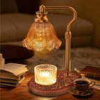 Flower Candle Warmer Lamp with Timer & 4-Level Dimmer, Adjustable Height | Flameless Electric Wax Warmer for Jar Candles, Includes 2 Bulbs, Brown, Home Decor Gift for Men & Women, Housewarming
