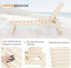 LUE BONA Chaise Lounge Chairs Set with Table, 3-Piece, 79'' Oversized HDPS Material, 5 Positions Adjustable Patio Lounge Chairs, Pool Lounge Chair with Wheels for Poolside, 3-Year Warranty, Sand