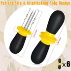 12 Pcs/6 Pairs Corn Holders, Stainless Steel Corn Cob Holders Corn on The Cob Skewers for Home Cooking BBQ Parties Camping, Yellow-Black