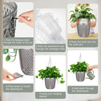 QCQHDU Self Watering Hanging Pots, 2 Pack 5.7 Inch Hanging Planters for Plants Indoor, Outdoor Flower Pots with Drainage Holes and 3 Hooks Chains for Garden Home (Gray)