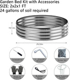 Galvanized Metal Planter Raised Garden Bed Kit for Gardening Outdoor Garden Box Raised Flower Bed 2PC Metal 2X2X1FT