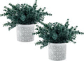 mygift artificial eucalyptus plants in geometric concrete pots, main product view