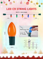 Vintage Christmas Lights Outdoor, 100Ft C9 String Lights with 100 LED Bulbs | Waterproof Shatterproof Connectable Commercial Christmas Tree Lights for Outside Roofline Patio Yard Home Decor, Multicolor