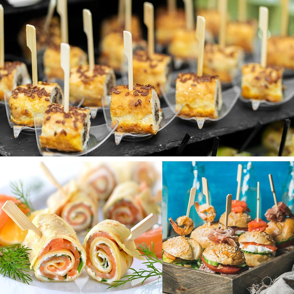 1200 PCS Bamboo Skewers for Appetizers, 3.5 Inch Toothpicks Cocktail Picks | Mini Food Sticks for Drinks, Fruit Kababs, Sausage, Barbecue Snacks, Natural Wooden Paddle Skewer, Charcuterie Accessories