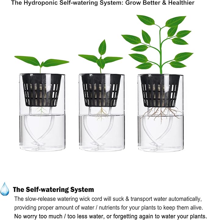 ORIMERC 4 inch 15 Pack Net Cups Pots, with 15 feet Self Watering Rope, 15 Plant Labels, for Hydroponics Aquaponics Kratky Orchid Vegetable Indoor Outdoor Growing Baskets Nursery Slotted Mesh BPA Free