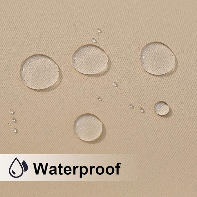 NICETOWN 2 Panels Biscotti Beige Outdoor Curtains for Patio Waterproof, Rustproof Grommet Room Darkening Light Blocking Privacy Sound Reducing Outdoor Drapes for Pavilion/Gazebo, W84 x L84