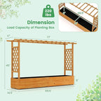 Giantex 2 Pcs Raised Garden Bed with Trellis & Hanging Roof, Wood Planter Box with Bottom & Drainage Holes, Freestanding Garden Planter for Flower Fruit Vegetable Herb Climbing Vine (77"x14.5"x45")