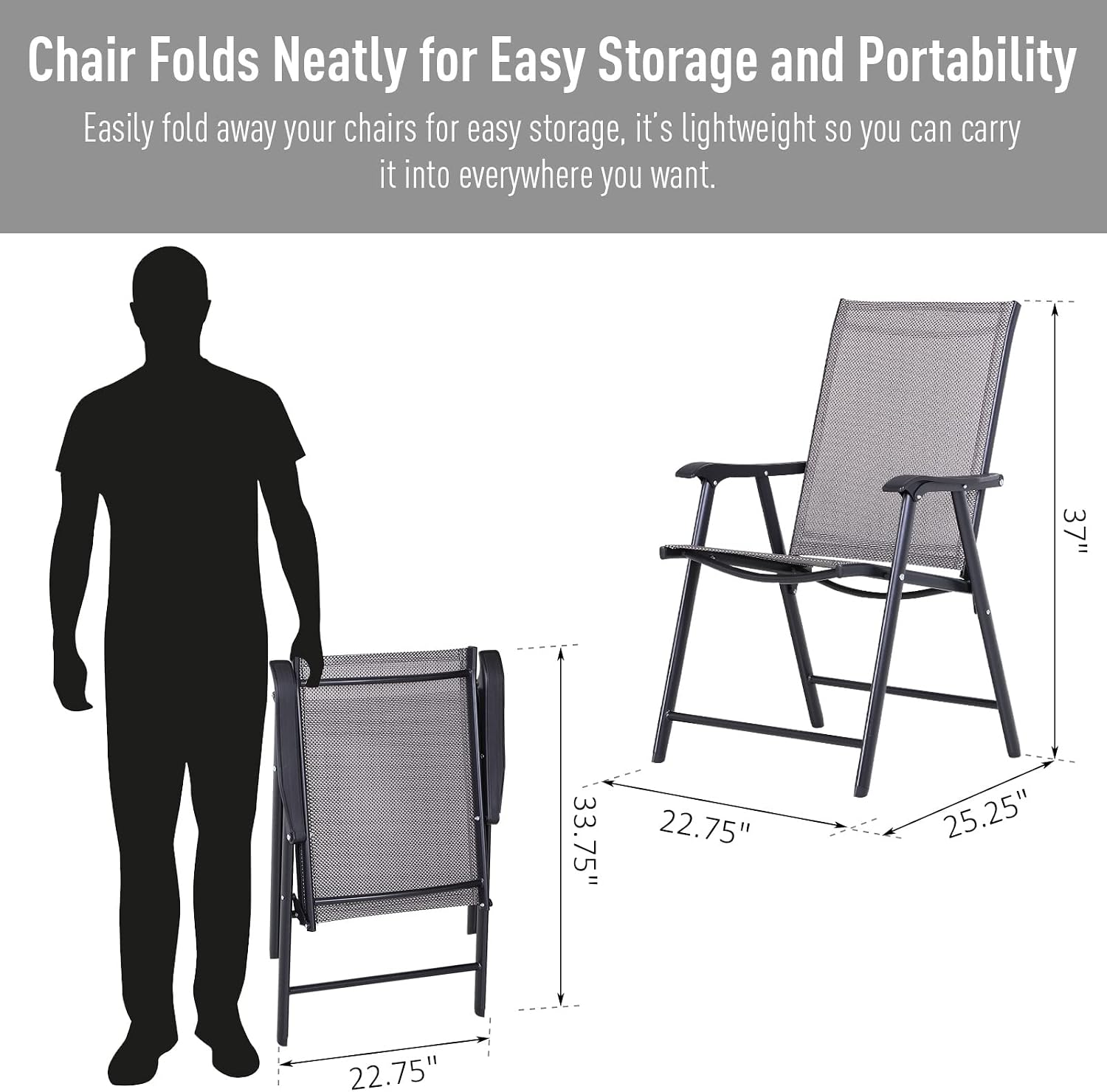 Outsunny Folding Outdoor Patio Chairs Set of 4 Stackable Portable for Deck, Garden, Camping and Travel