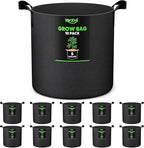 Grow Bags for Potato 5-Gallon: 10 Pack Black 350G Heavy Duty Thickened Fabric Pots with Handles & Labels - Nonwoven Gardening Containers for Growing Plants Vegetable Fruit Tomato Flowers Herbs