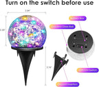 Solar Garden Lights, 4 Pack 120 LED Multicolor Cracked Glass Solar Outdoor Lights Decorative, Upgraded Waterproof Ball Lights for Yard Pathway Patio Lawn Christmas Outside Decor, 3.94