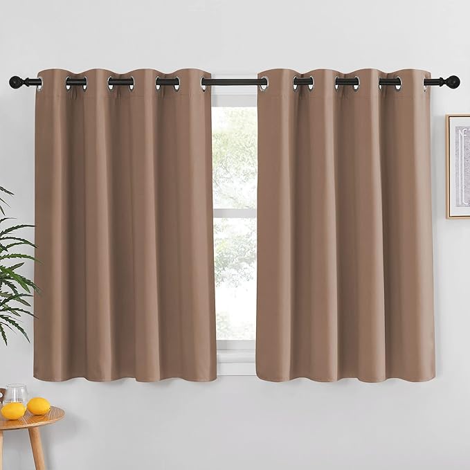 NICETOWN Blackout Drapery Curtain Panel - Window Treatment Thermal Insulated Solid Grommet Blackout Drape for Bedroom (1 Panel, 52 by 45 inches, Cappuccino)