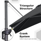 PURPLE LEAF 9' X 11.5' Patio Umbrella Outdoor Cantilever Rectangle Umbrella Aluminum Offset Umbrella with 360-degree Rotation for Garden Deck Pool Patio Black