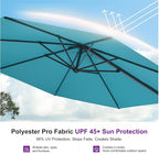 PURPLE LEAF 10 Feet Cantilever Umbrella with Base Outdoor Patio Round Umbrella Aluminum Offset with 360-degree Rotation for Garden Deck Pool Patio,Turquoise Blue