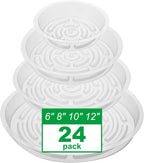 CATIFLIN 24 Pack Clear Plant Saucers - 6, 8, 10, 12 Inch Plastic Plant Trays for Pots, Flower Pot Saucers, Indoor & Outdoor Planter Drip Tray for Water Drainage & Protection
