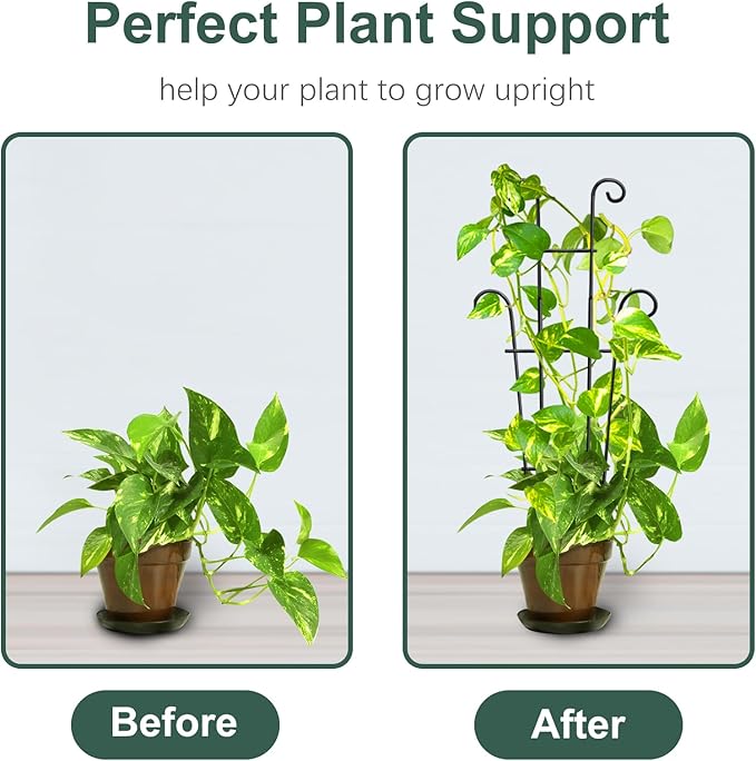 Coomin 23in Taller Plant Trellis for Climbing Plants Indoor, Sturdy Houseplant Trellis for Potted Plants with Ties, Vine Plant Support for Monstera Pothos Ivy, Plant Decor, 2P