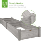 Best Choice Products 8x2ft Outdoor Wooden Raised Garden Bed Planter for Vegetables, Grass, Lawn, Yard - Gray