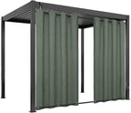 Easy-Going Linen Look Outdoor Curtains Waterproof Windproof Porch Curtains, Soft Thicken Outdoor Privacy Curtains for Patio, Gazebo, Grommet Top and Tab Bottom Drape, 1 Panel, 54x96 inch, Sage Green