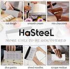 Metal Griddle Scraper Chopper, HaSteeL Stainless Steel Dough Bench Scraper Pastry Cutter with Measuring Marks, Multi-purpose Kitchen Tool for Flat Top Grilling/Baking/Cooking, Dishwasher Safe (2-Pack)