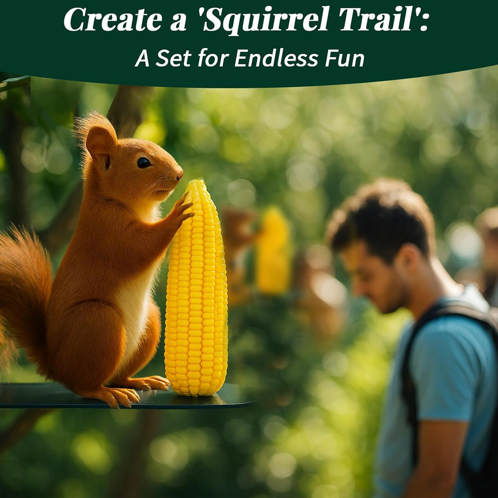 1 Pcs Squirrel Corn Cob Feeder Metal Platform Tree Post Mount | Backyard Wildlife Feeding Station, Rust Resistant Green Finish, Mounting Hardware Included, Fits Tree Trunk or Fence Post