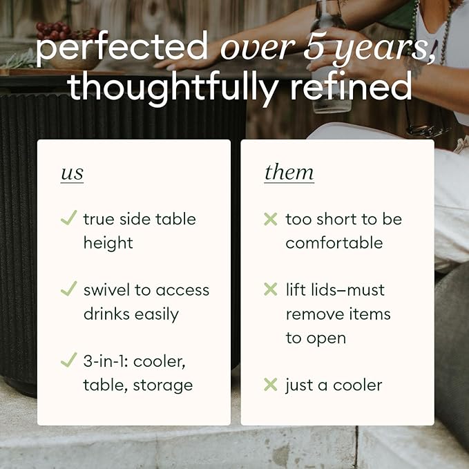 Veradek Outdoor Cooler Side Table - 2 in 1, Black, 21 inch