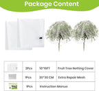 large 10x10ft fruit tree netting with zipper drawstring shown in use