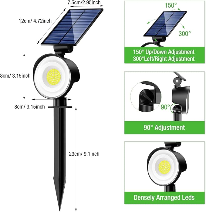 nipify 6 Pack Solar Spot Lights Outdoor Waterproof with 3 Modes, Solar Spotlight Light for Outside Yard Landscape Lighting Pathway Lights Wall,Warm White