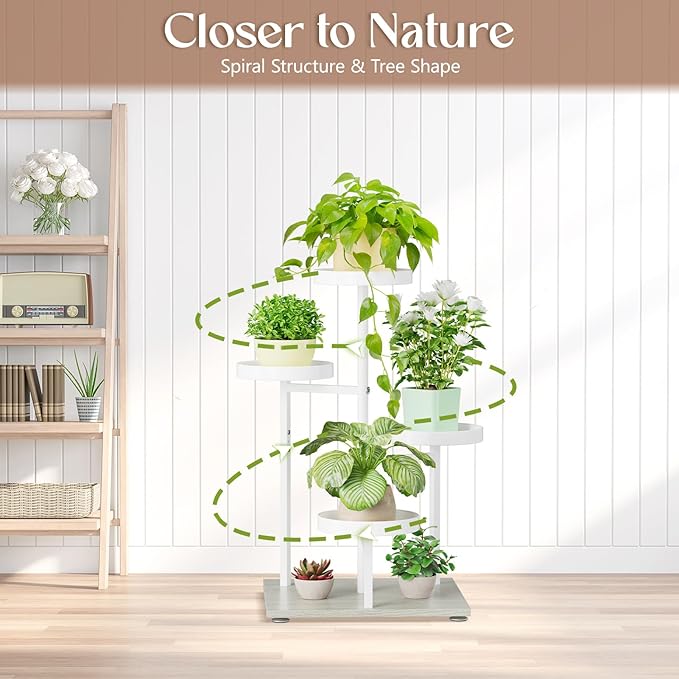iDavosic.ly 4 Tier Plant Stand Indoor, Tiered Corner Flower Holder Shelf Outdoor, Metal Tall Orchid Display Rack for Patio Porch Garden Balcony Office Living Room, Space Saving, White