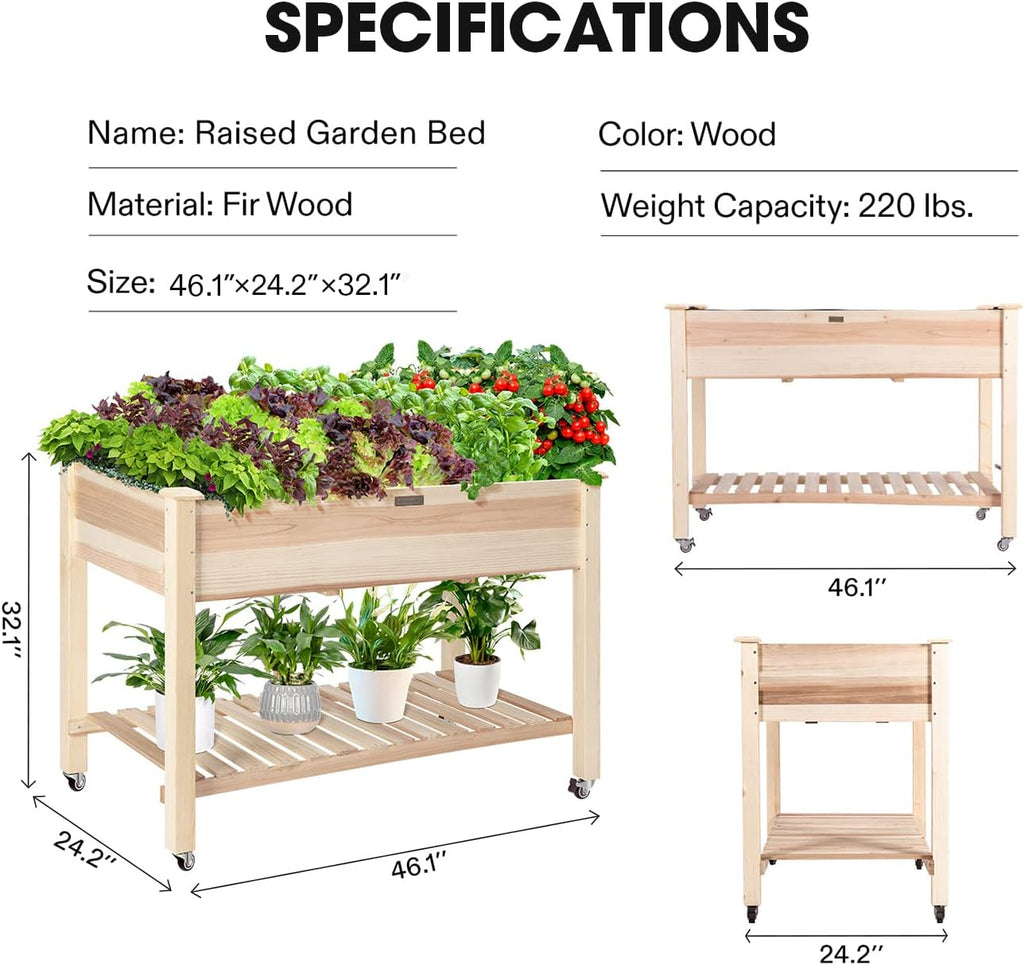 vivosun raised garden bed with legs & wheels, close-up detail