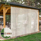 SpaceDresser Waterproof Outdoor Sheer Curtains for Patio - 2 Panels Rod Pocket Indoor Voile Sheer Curtain for Living Room,100W x 108L inch, Ivory