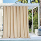 NICETOWN Outdoor Curtain Waterproof for Patio 108" Extra Long, Grommet Top Room Darkening Thermal Insulated 120" Extra Wide Protect You from Sun & Rain for Balcony/Porch, Biscotti Beige, 1 Panel
