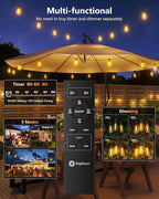 Brightown 151FT Solar String Lights Outdoor Waterproof with Remote, 48+2 LED Shatterproof Bulbs, Dimmable & Timable, 3 Light Modes - Commercial Grade Patio Lights for Garden Backyard Party Decor