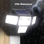 4500LM Solar Lights Outdoor Waterproof, 254 LED Solar Flood Lights Outdoor with 2 Motion Sensor, 4 Heads Security Light with Remote Control for Yard Outside House Garage 1 Pack