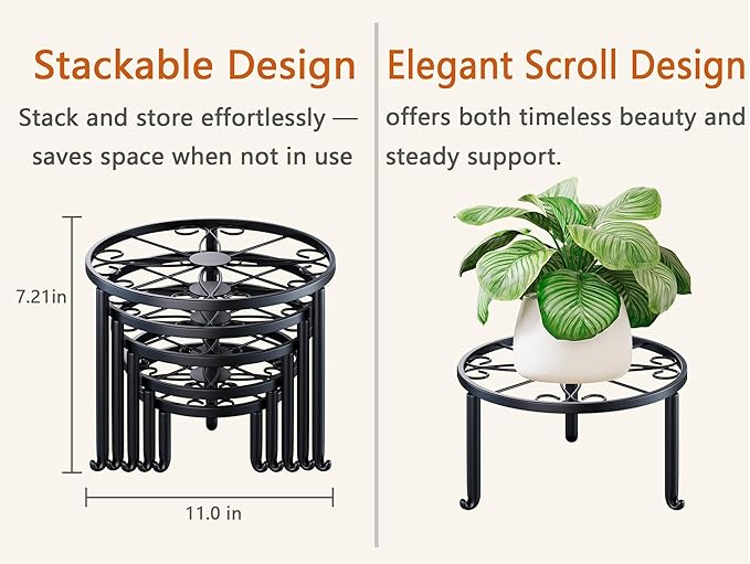 5-Pack Heavy Duty Flower Pot Stands Holder for Multiple Plant,Potted Plant Holder Round Plant Shelf for Planter for Living Room,Garden Home
