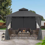 MASTERCANOPY Patio Gazebo Steel Frame Outdoor Gazebo with Windows Curtains (11x11,Dark Gray)