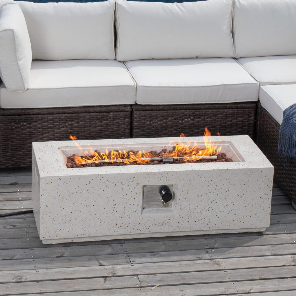 cosiest outdoor fire pit coffee table, 42-inch x shown in use
