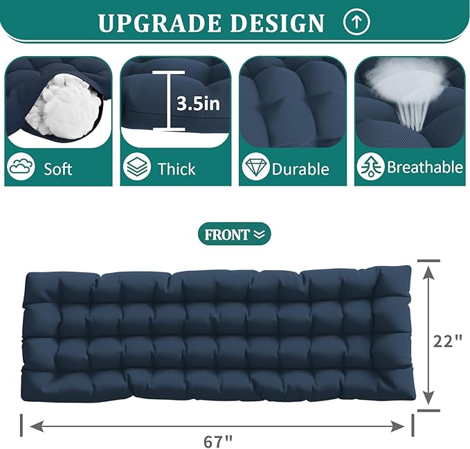 UDPATIO Oversized Zero Gravity Chair 29In XL Patio Reclining Chair with Cushion, Outdoor Folding Adjustable Recliner with Cup Holder, Foot Rest & Padded Headrest, Support 500LB, Navy