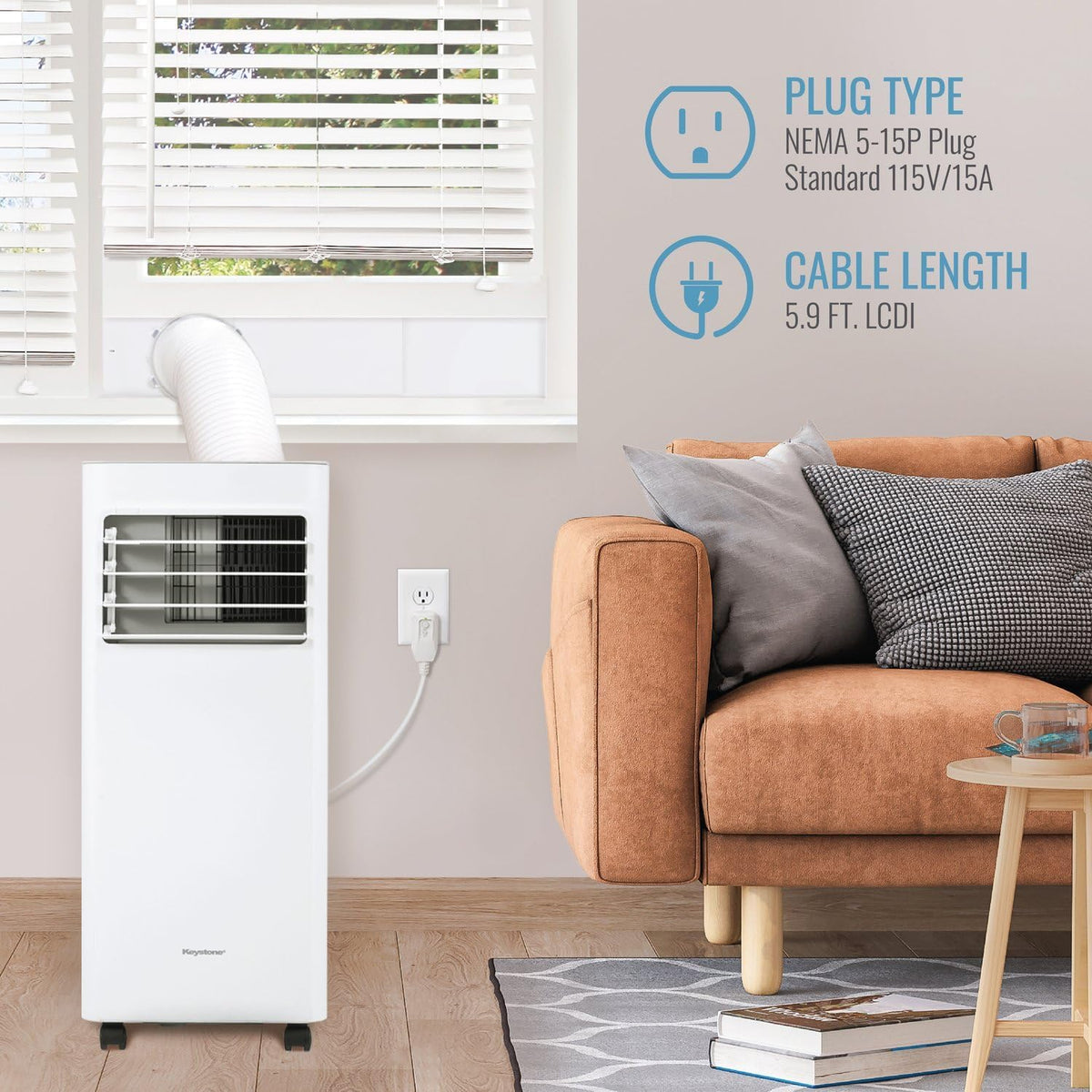 keystone 8,500 btu ashrae/5,000 btu doe 115v portable, close-up detail